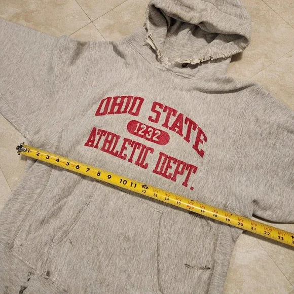VTG 80s Champion Reverse Weave Warmup Ohio State Mens L Large Hoodie USA Thrash